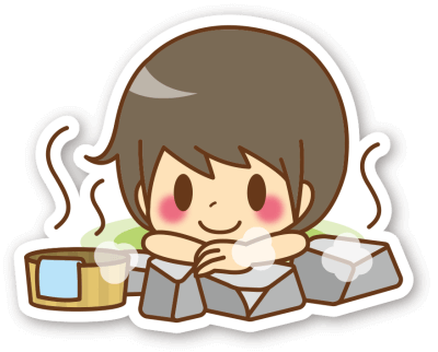 温泉に浸かる男性