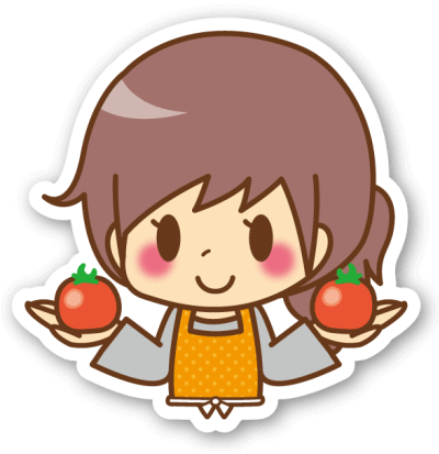 トマトを持つ女性