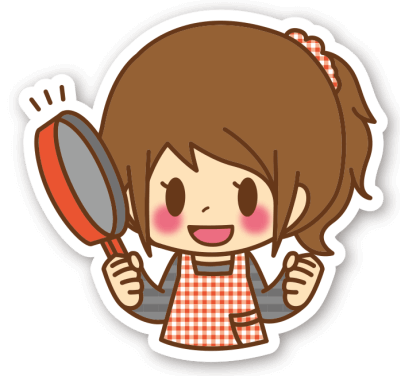 フライパンを持つ女性