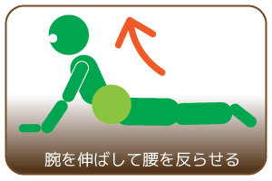 腕を伸ばして腰を反らせる