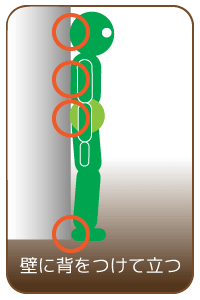壁に背を付けて立つ