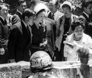 両殿下に向けて火炎瓶を投げる過激派